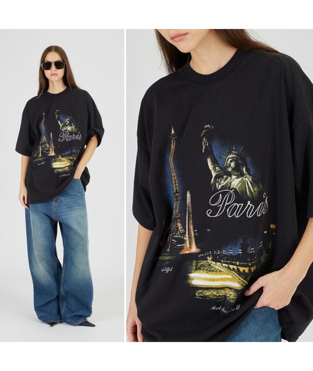 VETEMENTS Черная хлопковая футболка, фото 2