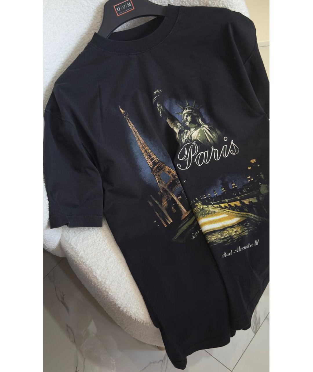 VETEMENTS Черная хлопковая футболка, фото 4