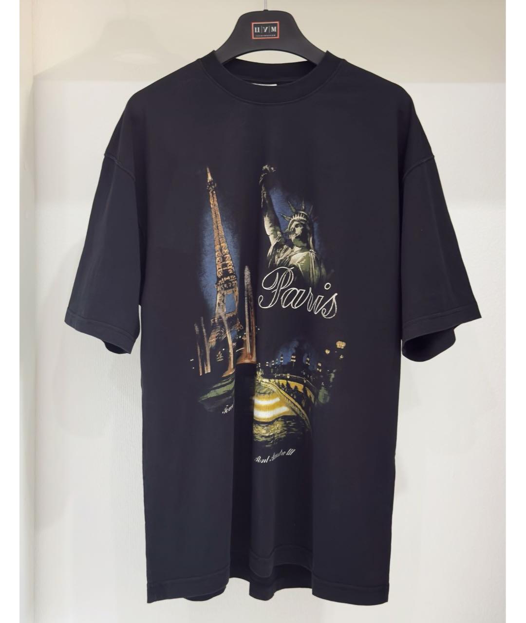 VETEMENTS Черная хлопковая футболка, фото 3