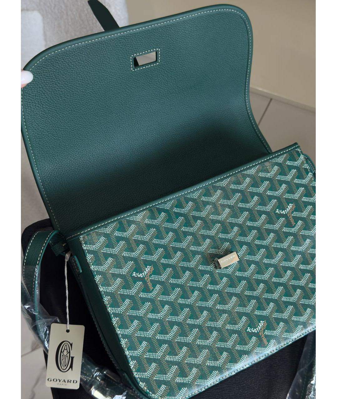 GOYARD Зеленая кожаная сумка через плечо, фото 6