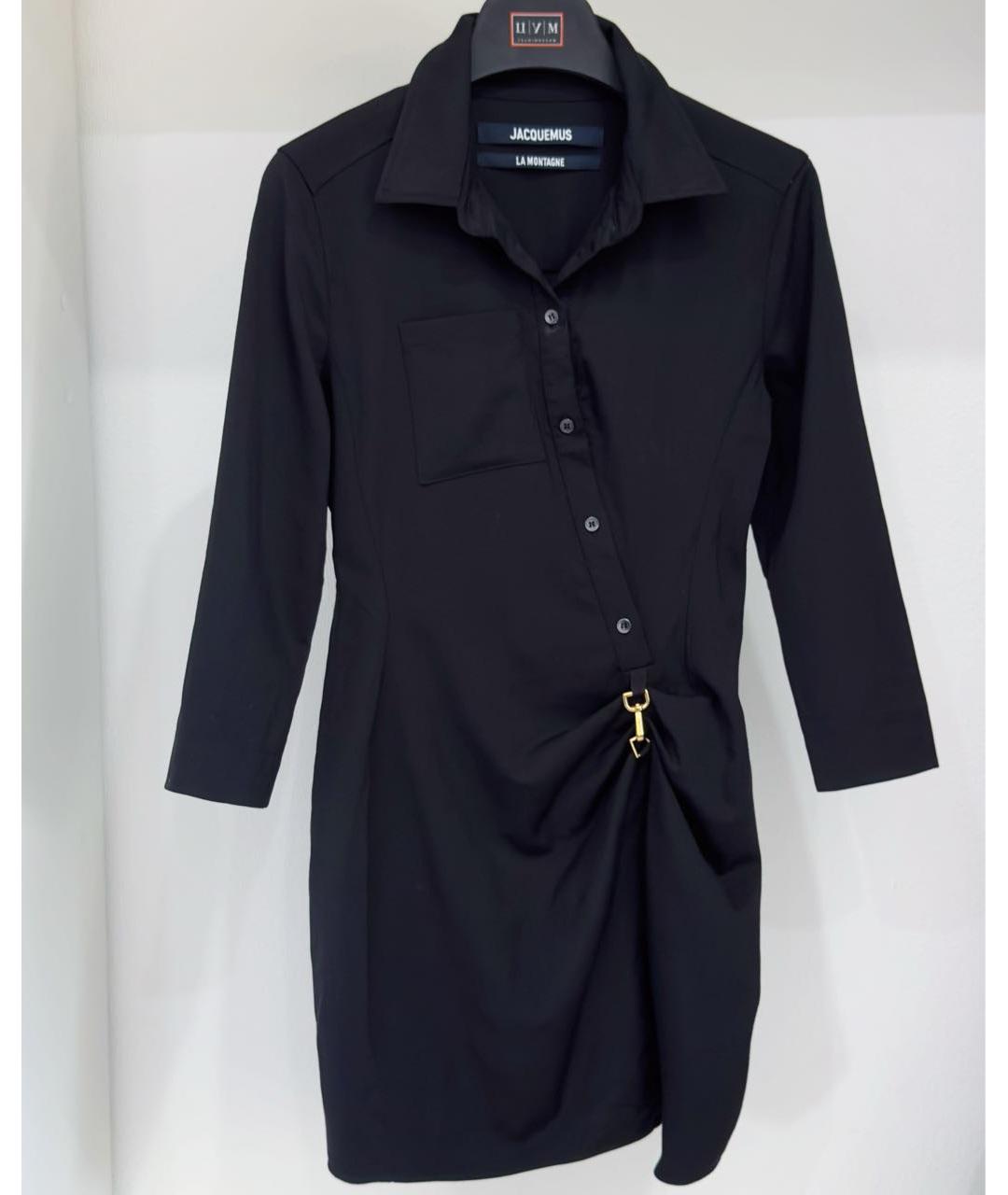 JACQUEMUS Черное шерстяное повседневное платье, фото 3