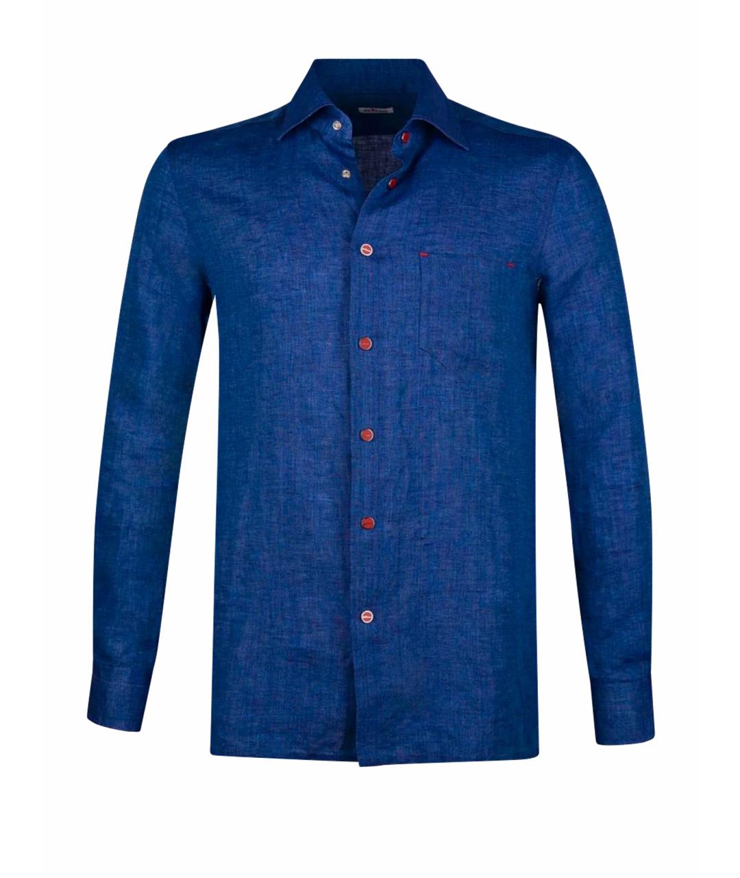 KITON Синяя льняная кэжуал рубашка, фото 1