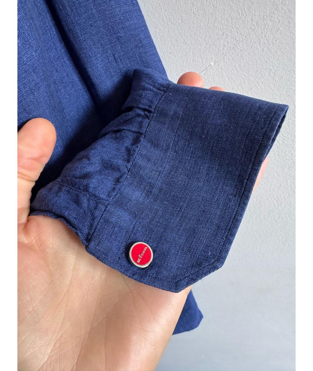 KITON Синяя льняная кэжуал рубашка, фото 4