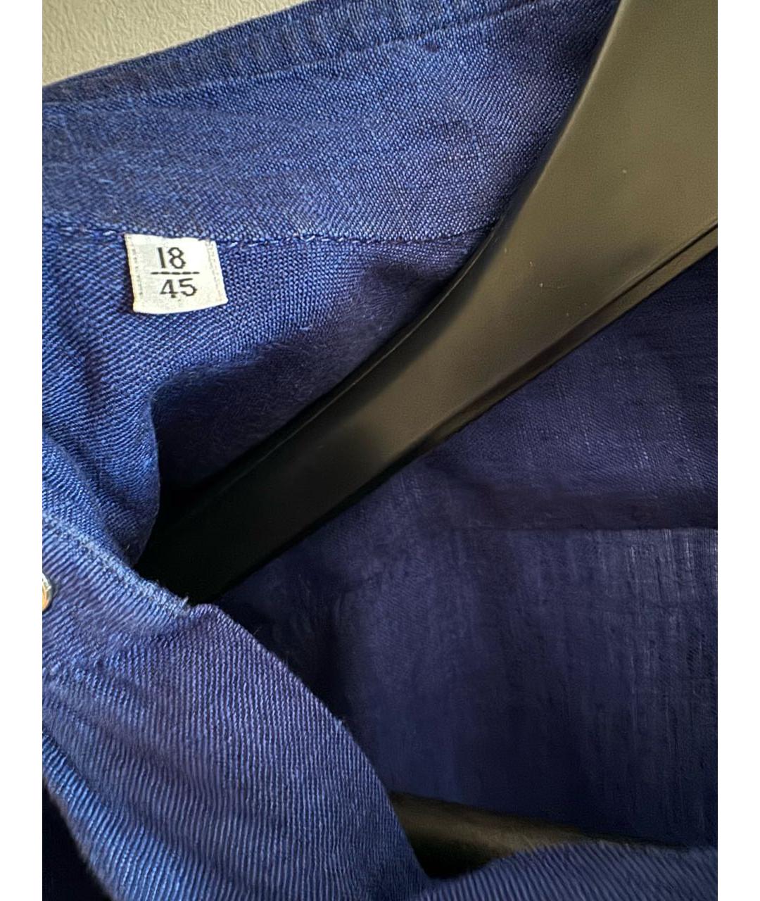 KITON Синяя льняная кэжуал рубашка, фото 8