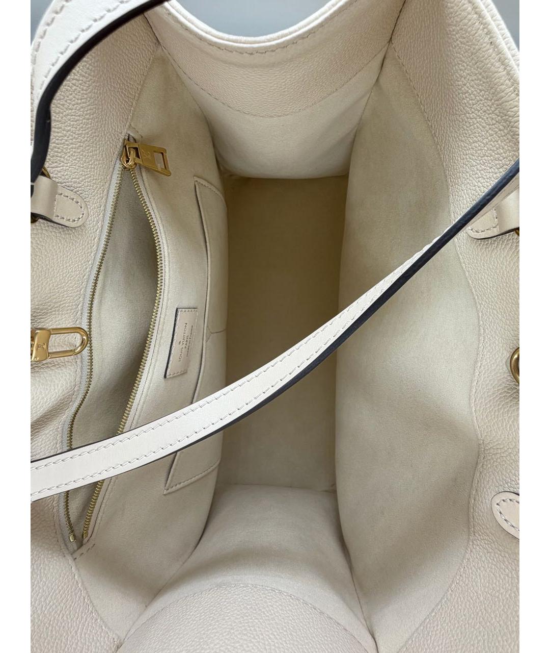 LOUIS VUITTON Бежевая кожаная сумка тоут, фото 5