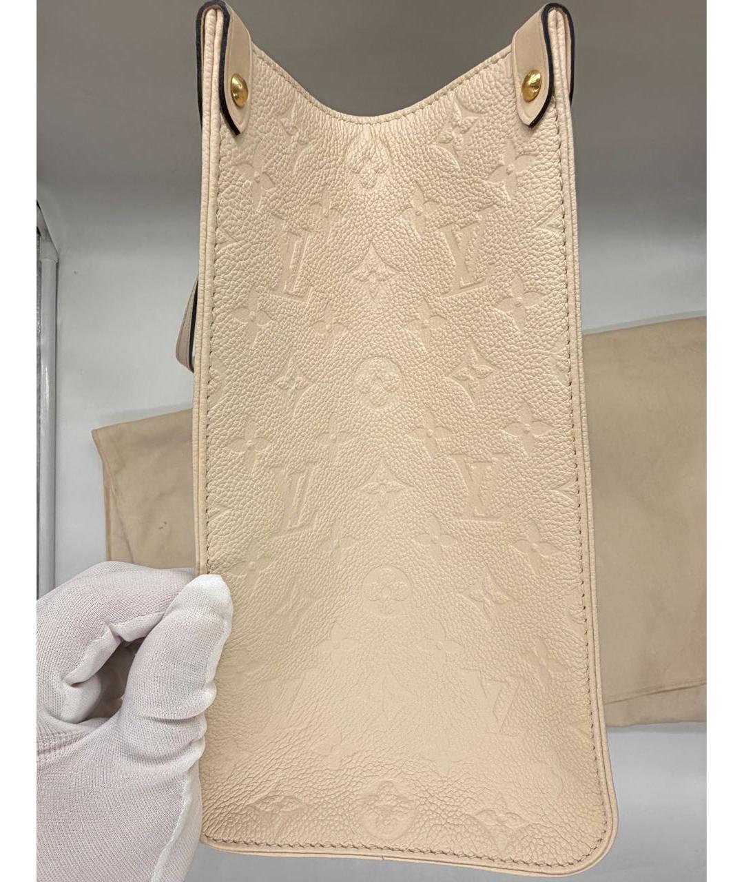 LOUIS VUITTON Бежевая кожаная сумка тоут, фото 3