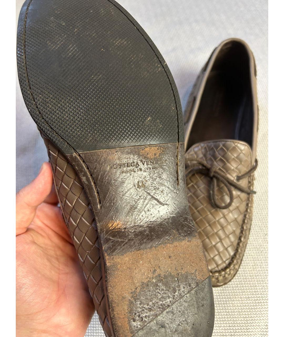BOTTEGA VENETA Бежевые кожаные лоферы, фото 7