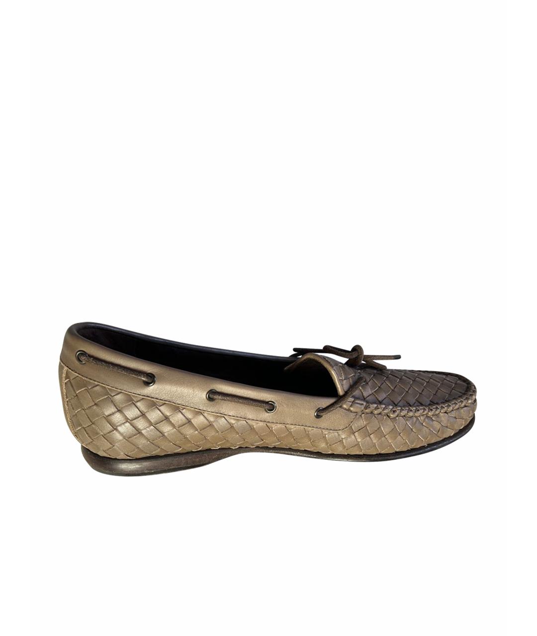 BOTTEGA VENETA Бежевые кожаные лоферы, фото 1