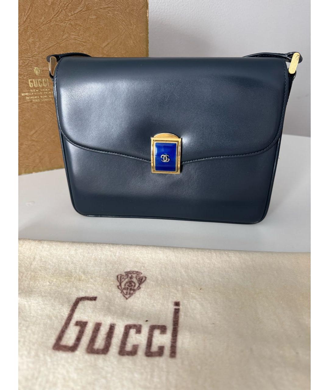 GUCCI Темно-синяя кожаная сумка через плечо, фото 4