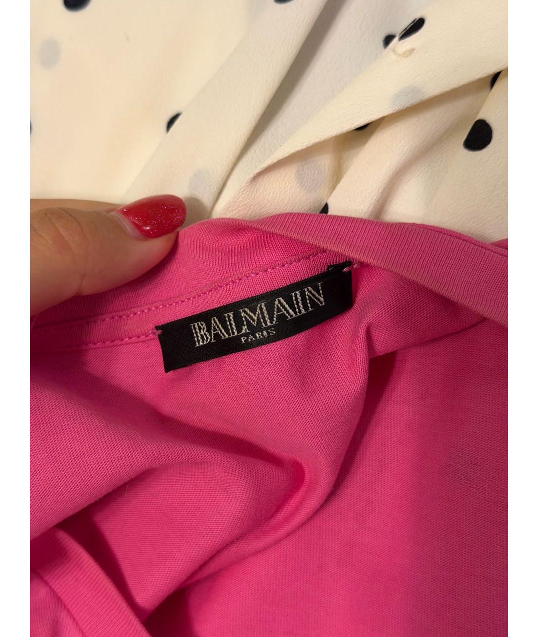 BALMAIN Розовая хлопковая футболка, фото 3