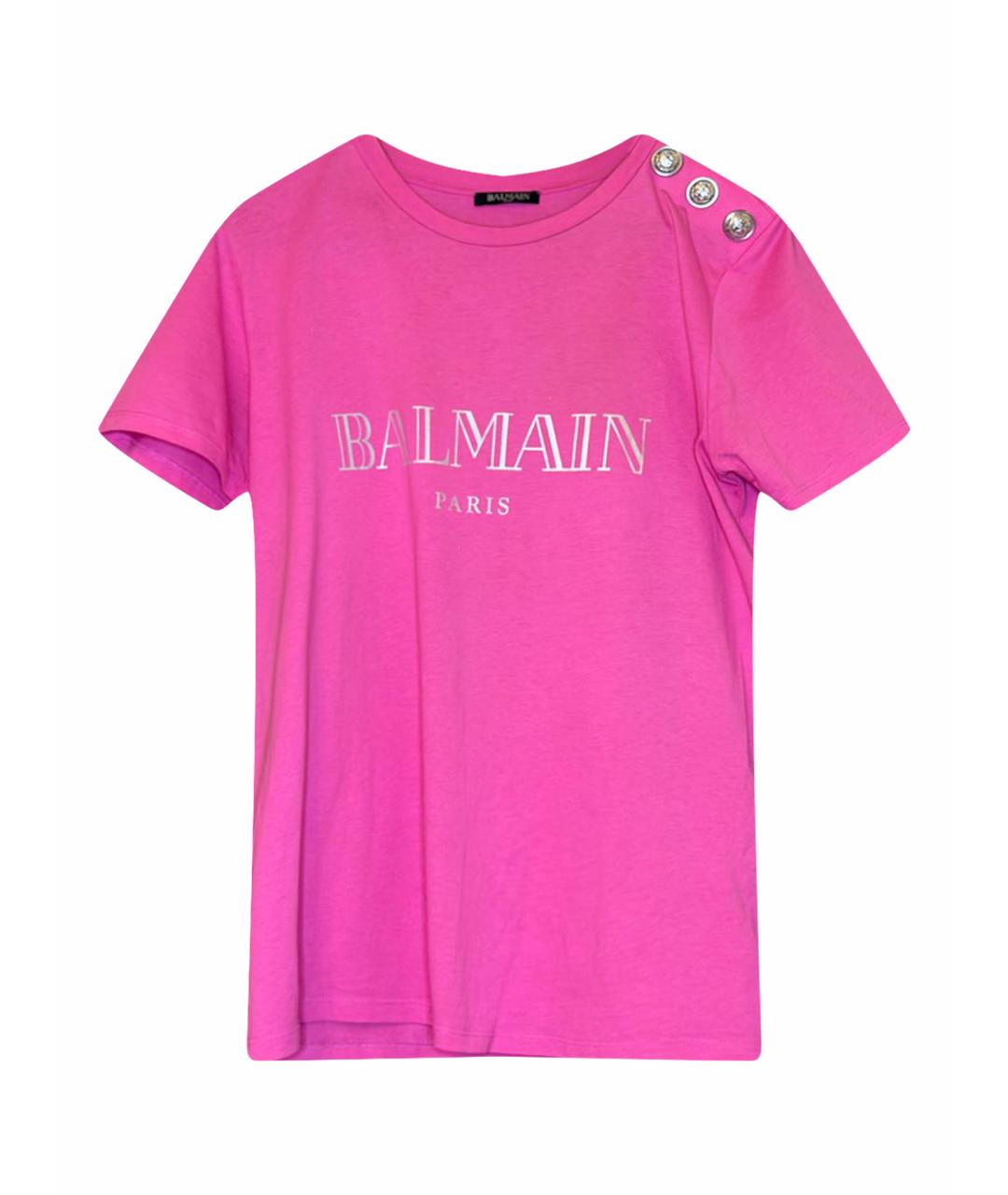 BALMAIN Розовая хлопковая футболка, фото 1