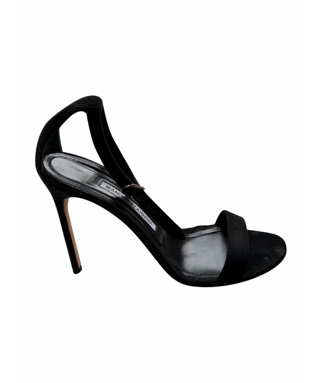 MANOLO BLAHNIK Черные замшевые босоножки, фото 1
