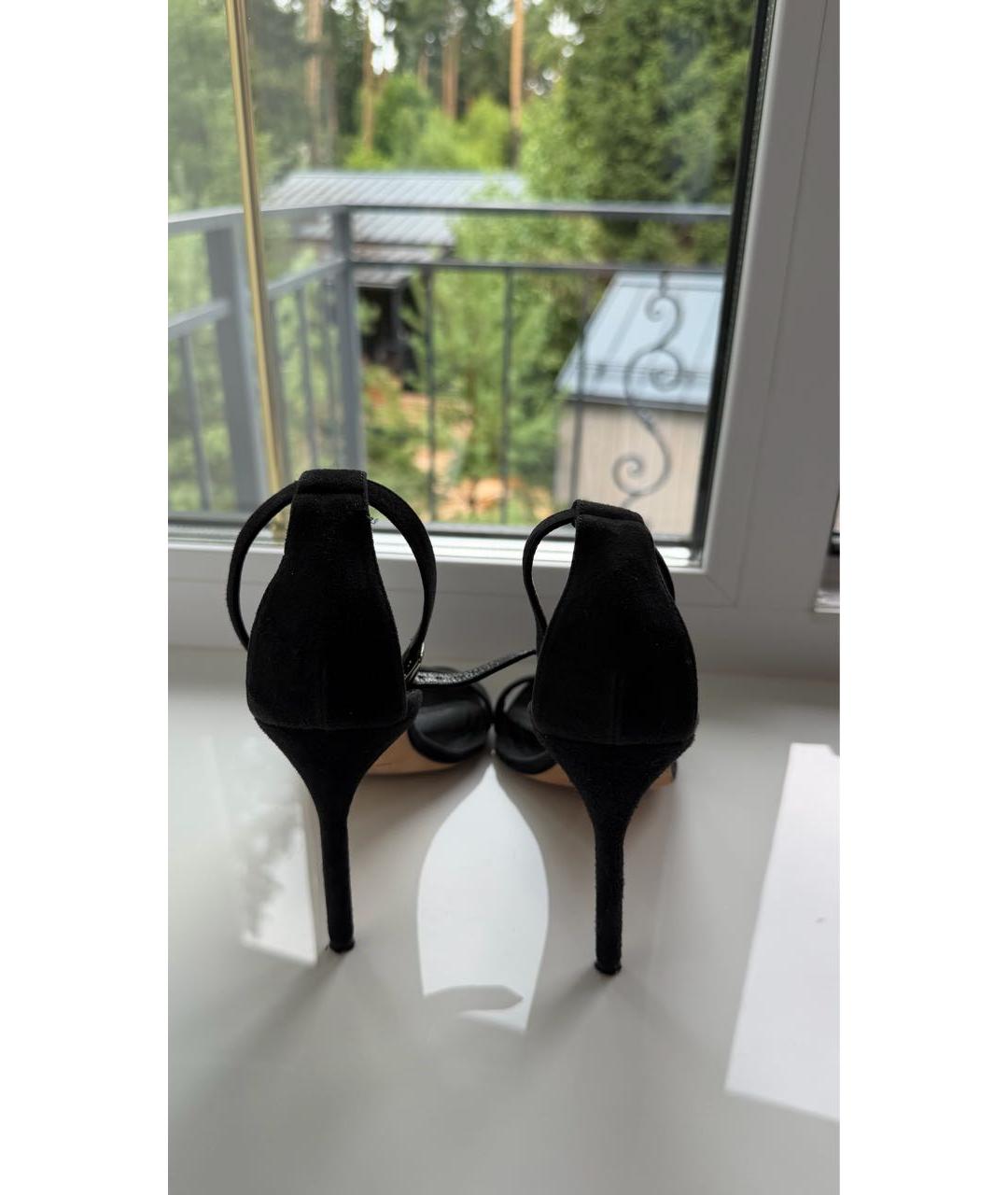 MANOLO BLAHNIK Черные замшевые босоножки, фото 4