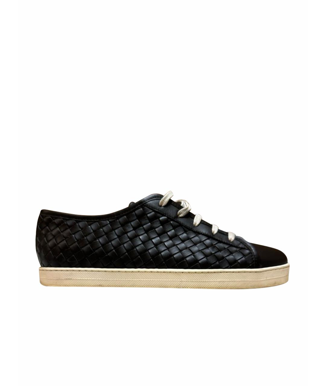 BOTTEGA VENETA Черные кожаные кеды, фото 1