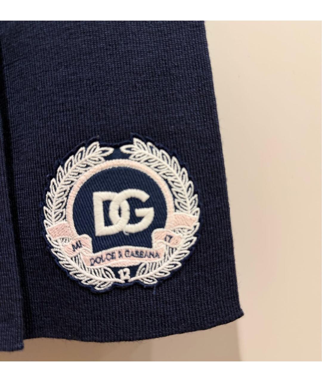 DOLCE&GABBANA Темно-синяя шерстяная юбка мини, фото 6