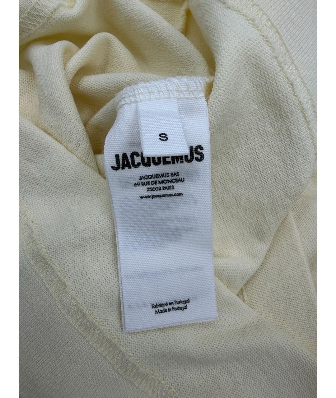 JACQUEMUS Бежевая хлопковая футболка, фото 4