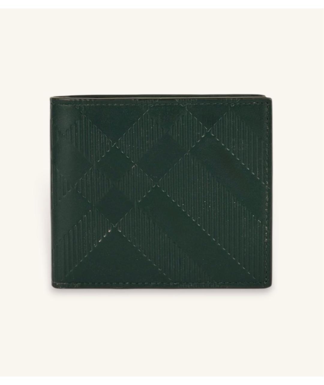 BURBERRY Зеленый кожаный кошелек, фото 4