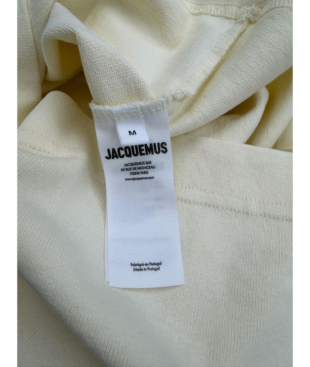 JACQUEMUS Бежевая хлопковая футболка, фото 4