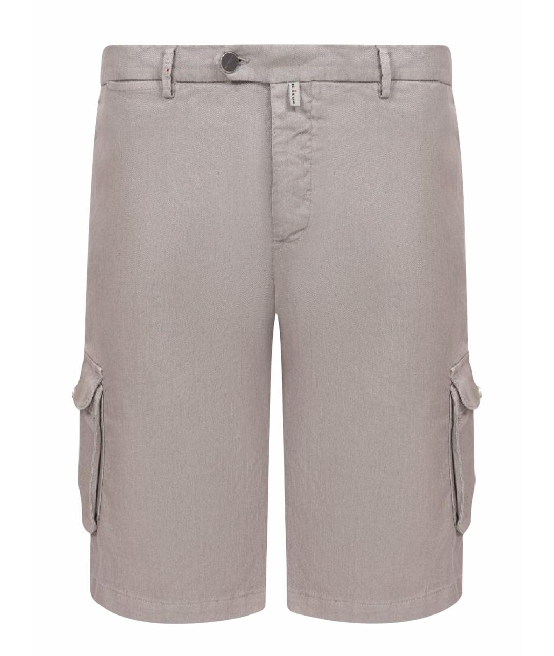 KITON Серые льняные шорты, фото 10