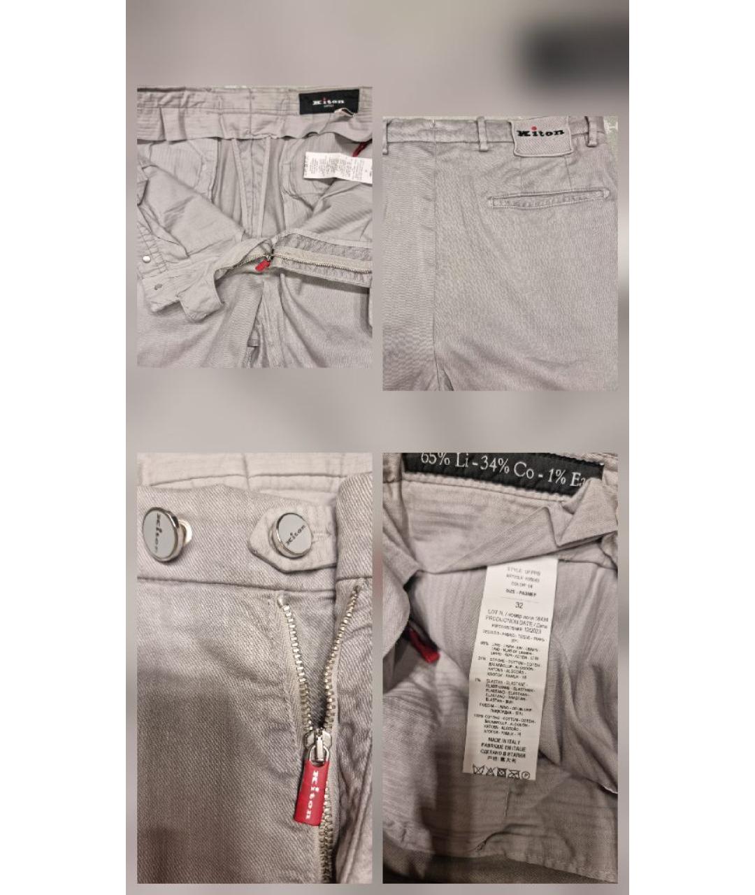 KITON Серые льняные шорты, фото 6