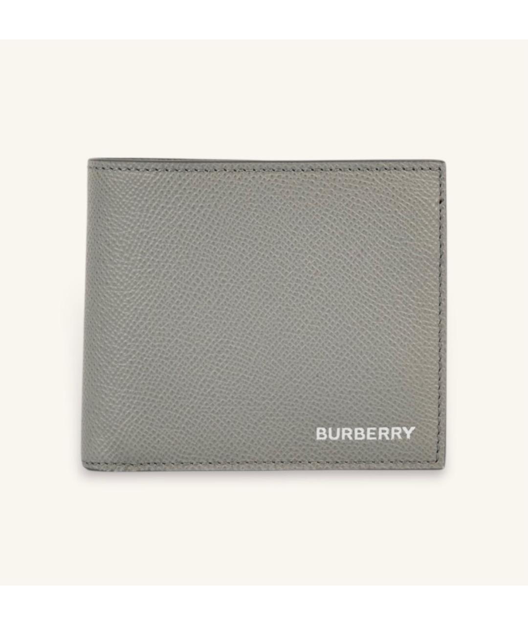 BURBERRY Серый кожаный кошелек, фото 4