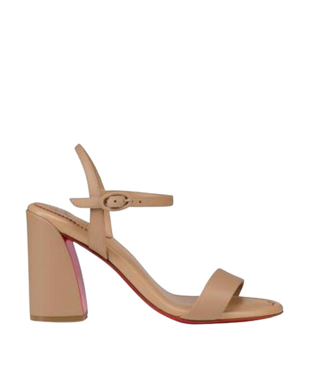 CHRISTIAN LOUBOUTIN Бежевые кожаные босоножки, фото 1