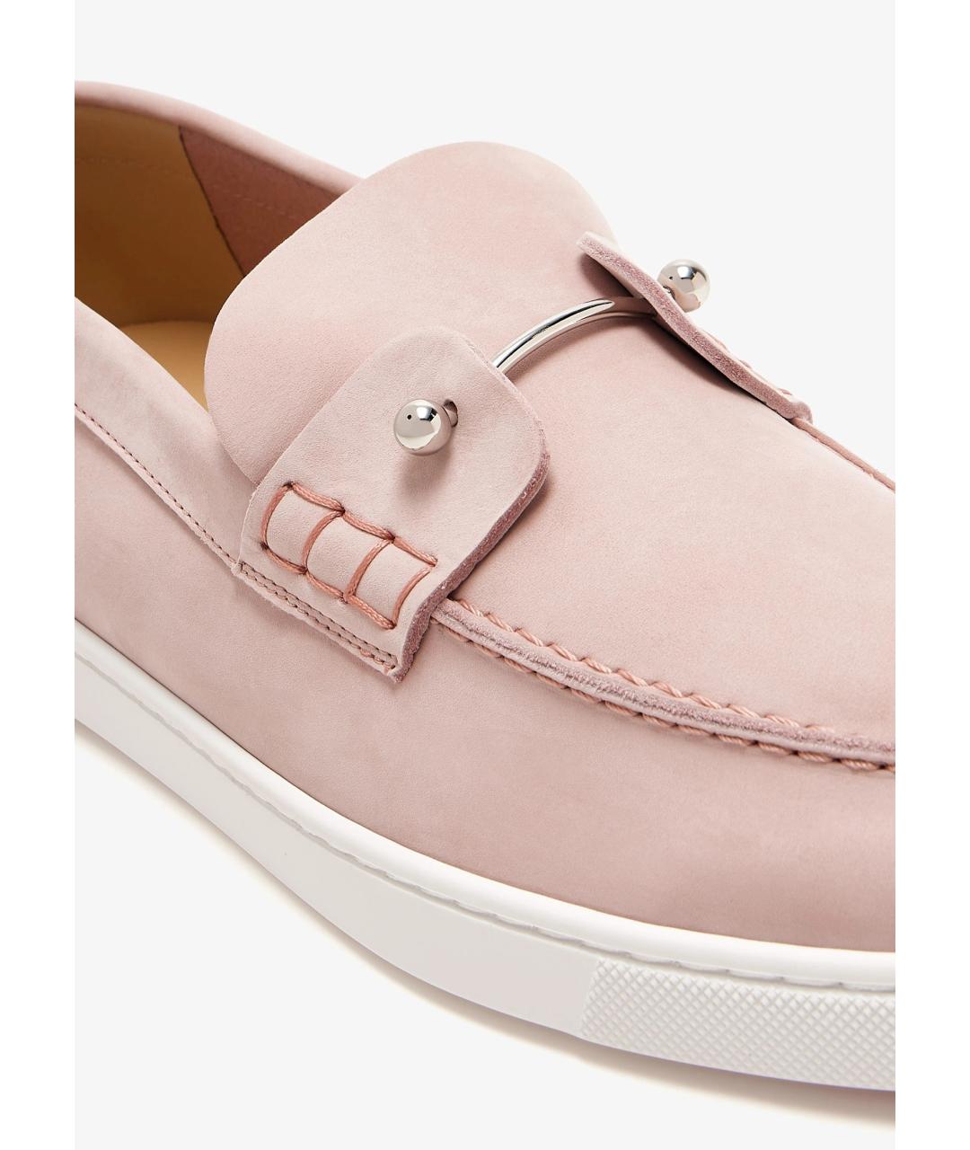 CHRISTIAN LOUBOUTIN Розовые кожаные лоферы, фото 2