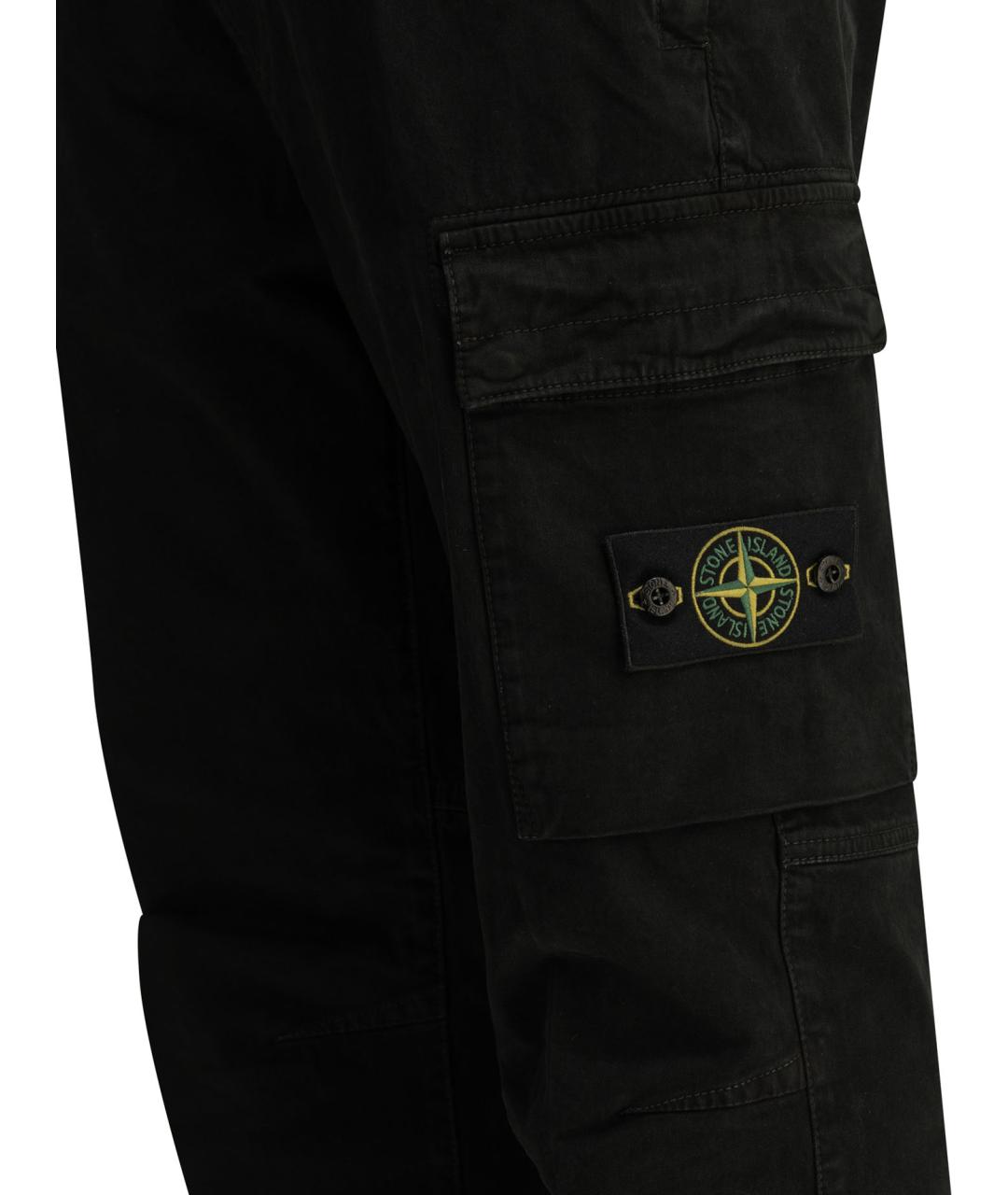 STONE ISLAND Черные хлопковые повседневные брюки, фото 4