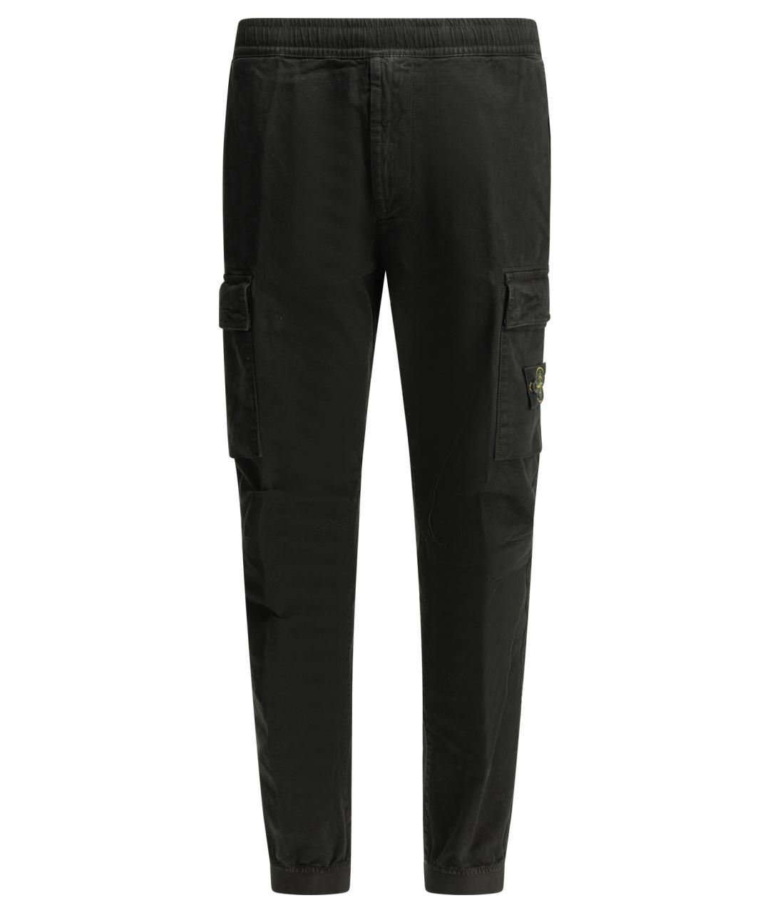 STONE ISLAND Черные хлопковые повседневные брюки, фото 1