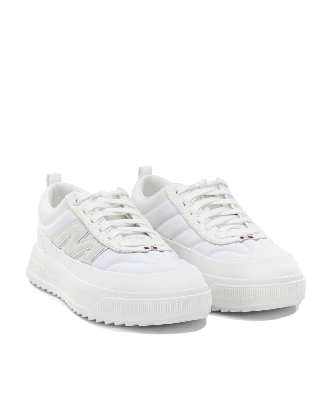 MONCLER Белые нубуковые низкие кроссовки / кеды, фото 2