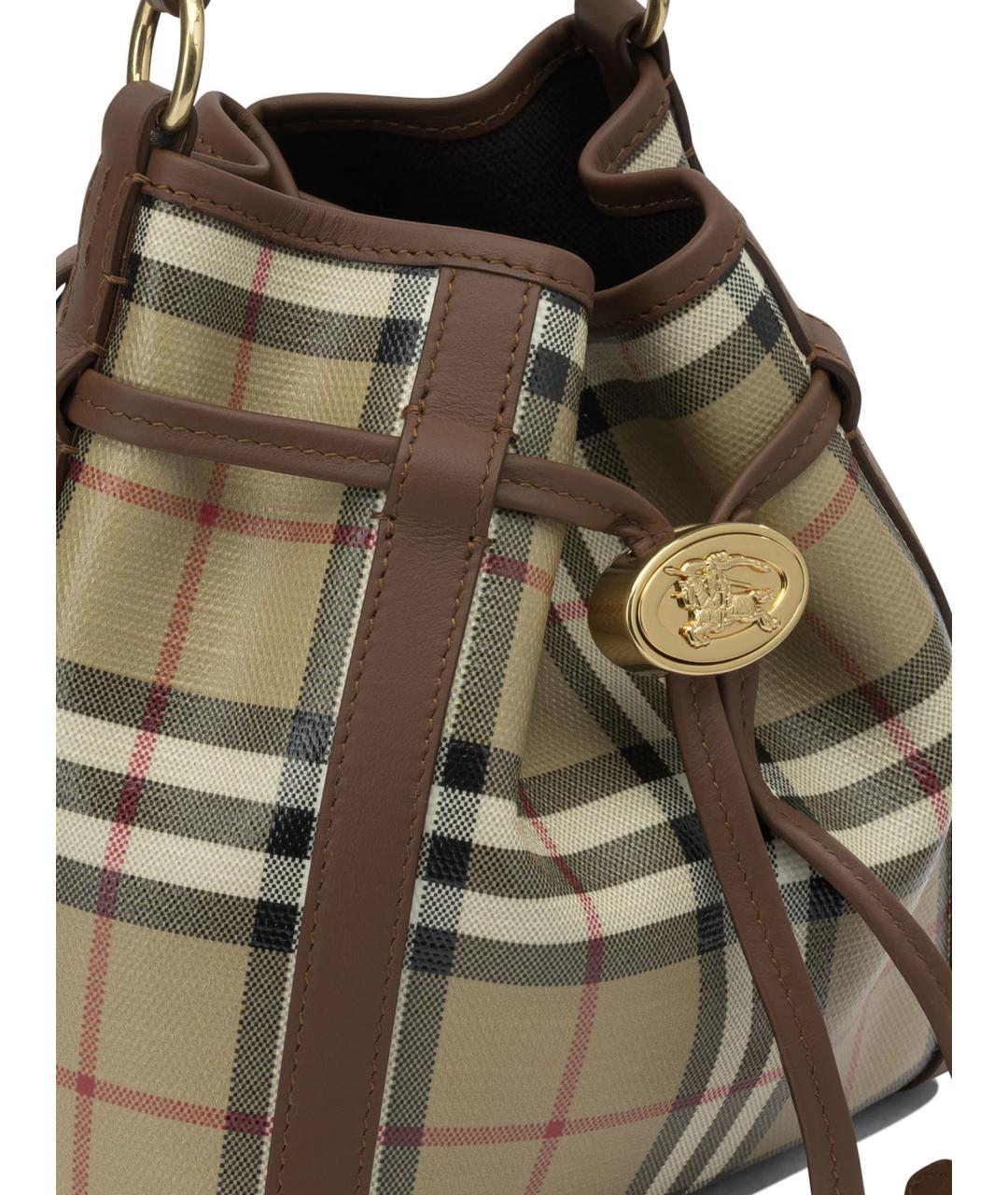 BURBERRY Бежевая хлопковая сумка через плечо, фото 4