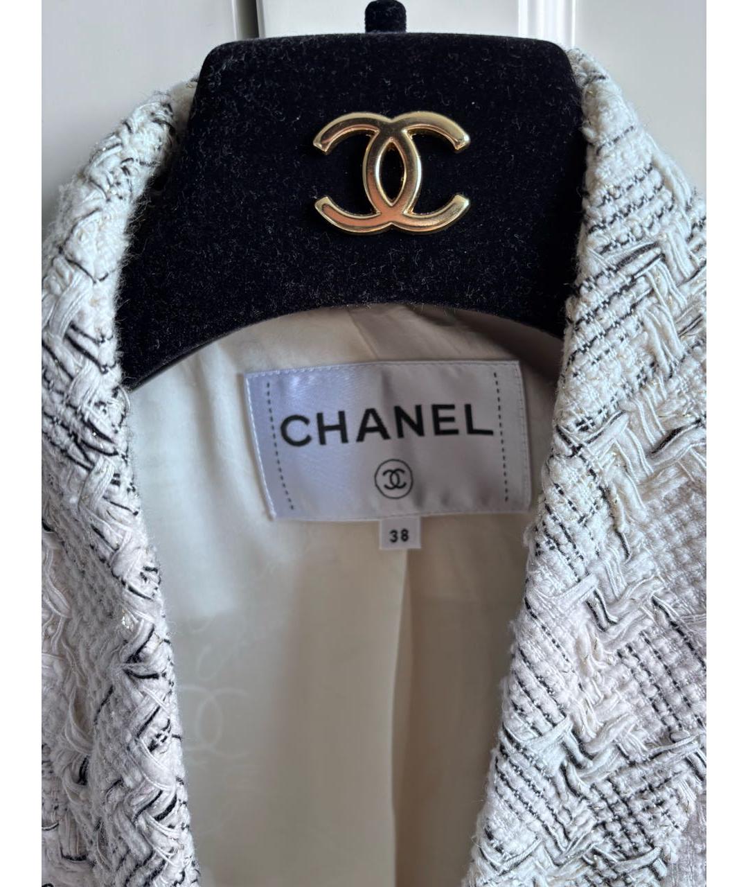 CHANEL Белый твидовый жакет/пиджак, фото 3