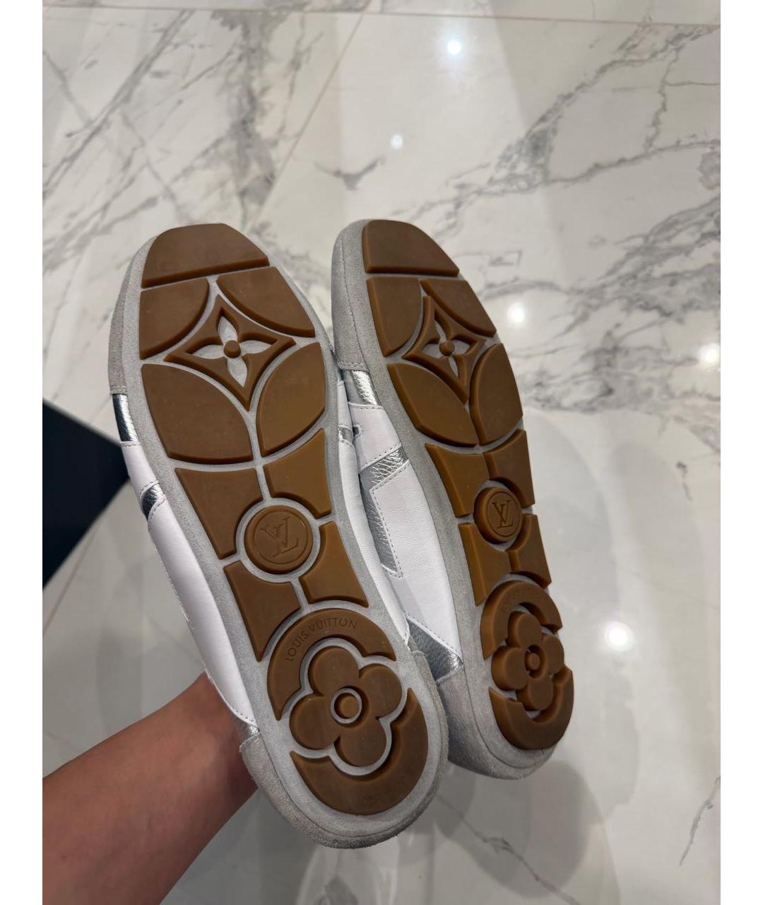 LOUIS VUITTON Серебряные кожаные кеды, фото 6