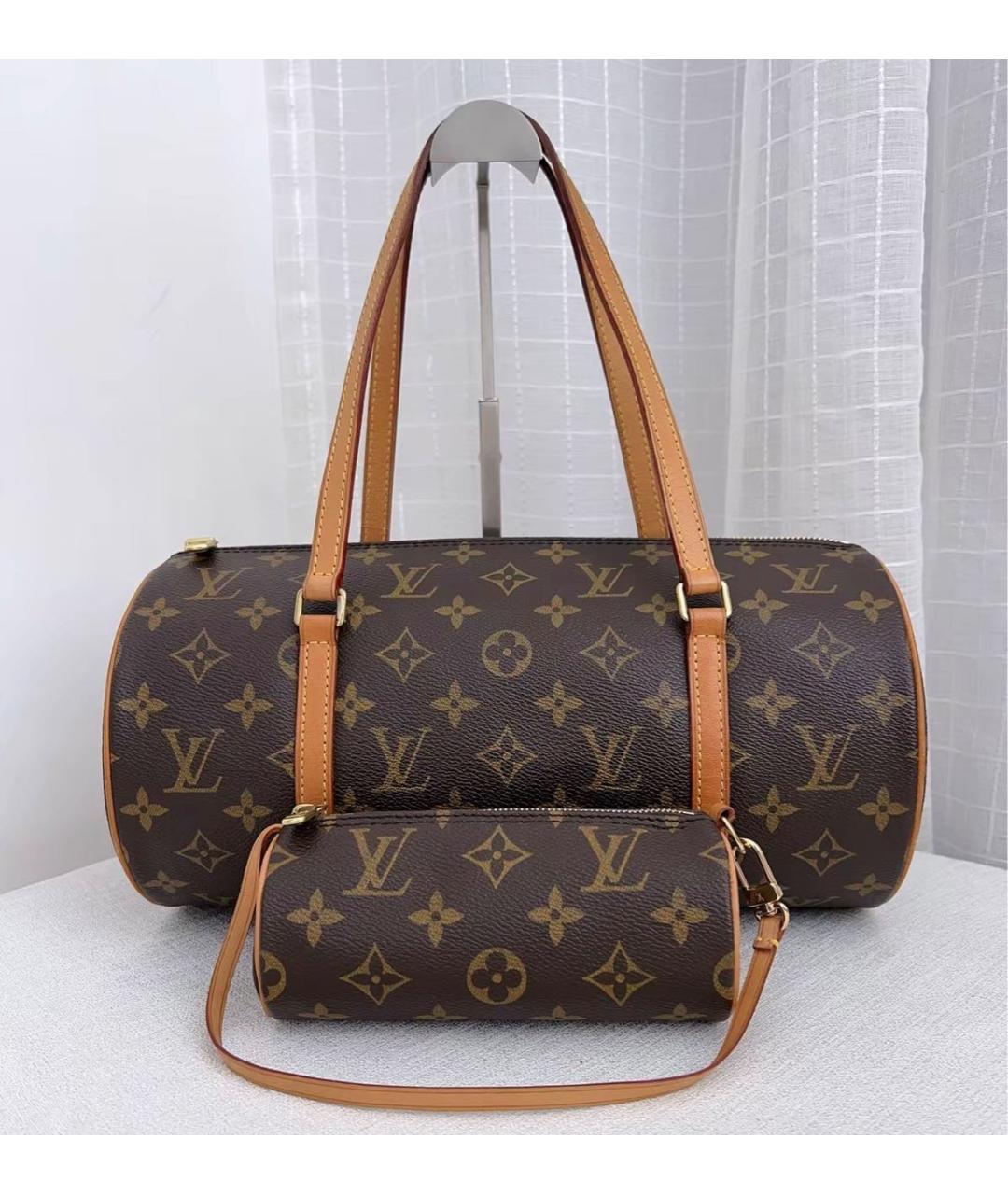 LOUIS VUITTON Коричневая кожаная сумка с короткими ручками, фото 9