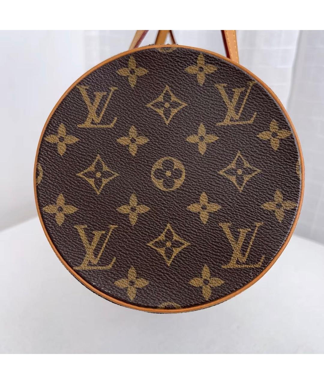 LOUIS VUITTON Коричневая кожаная сумка с короткими ручками, фото 4