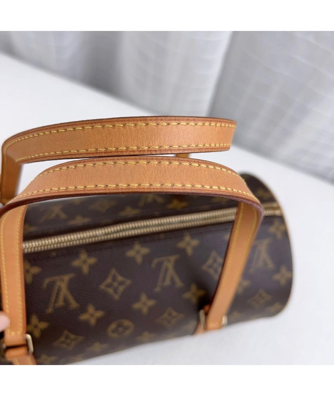LOUIS VUITTON Коричневая кожаная сумка с короткими ручками, фото 7