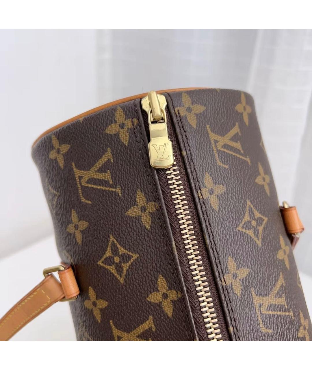 LOUIS VUITTON Коричневая кожаная сумка с короткими ручками, фото 6