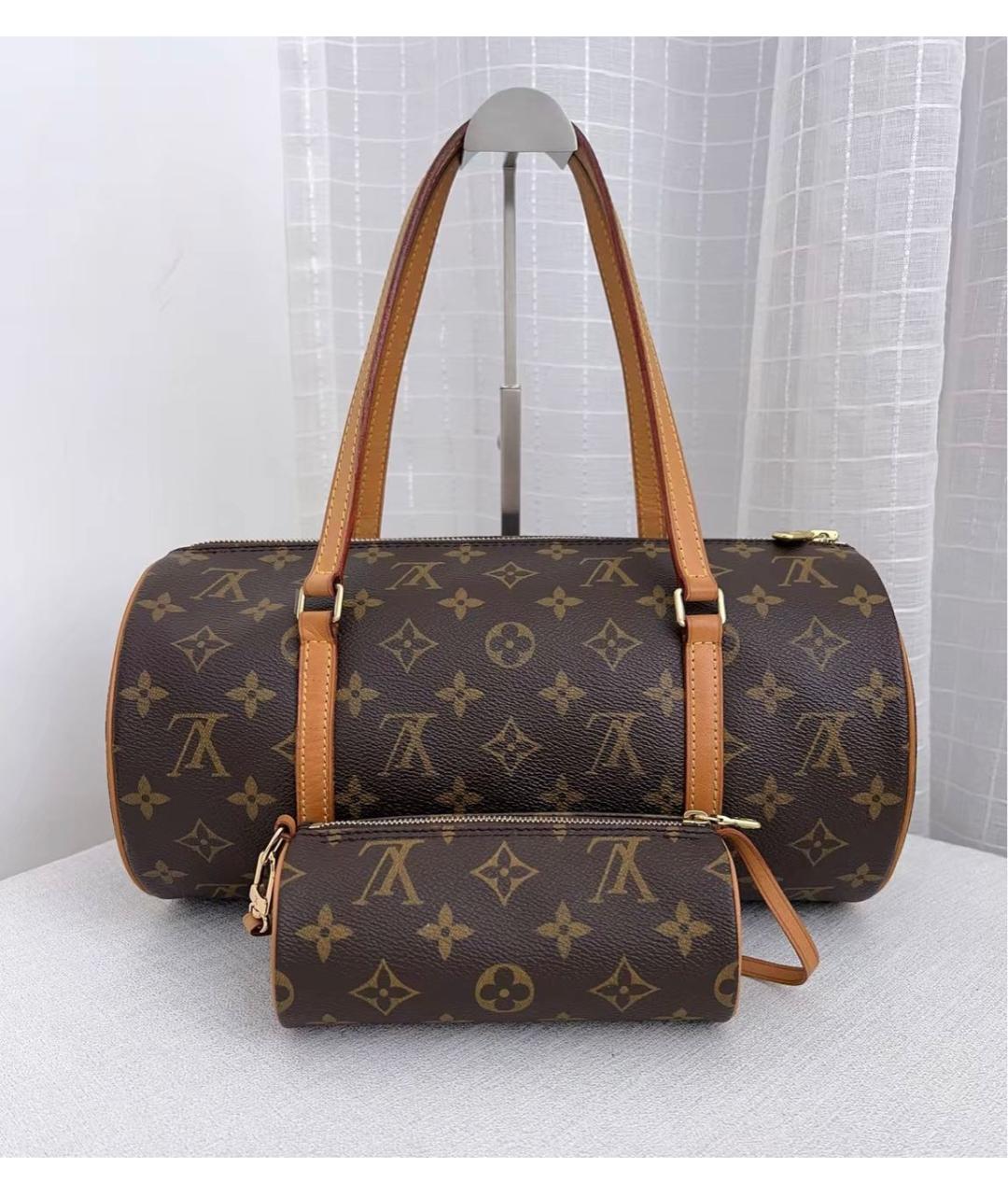 LOUIS VUITTON Коричневая кожаная сумка с короткими ручками, фото 2