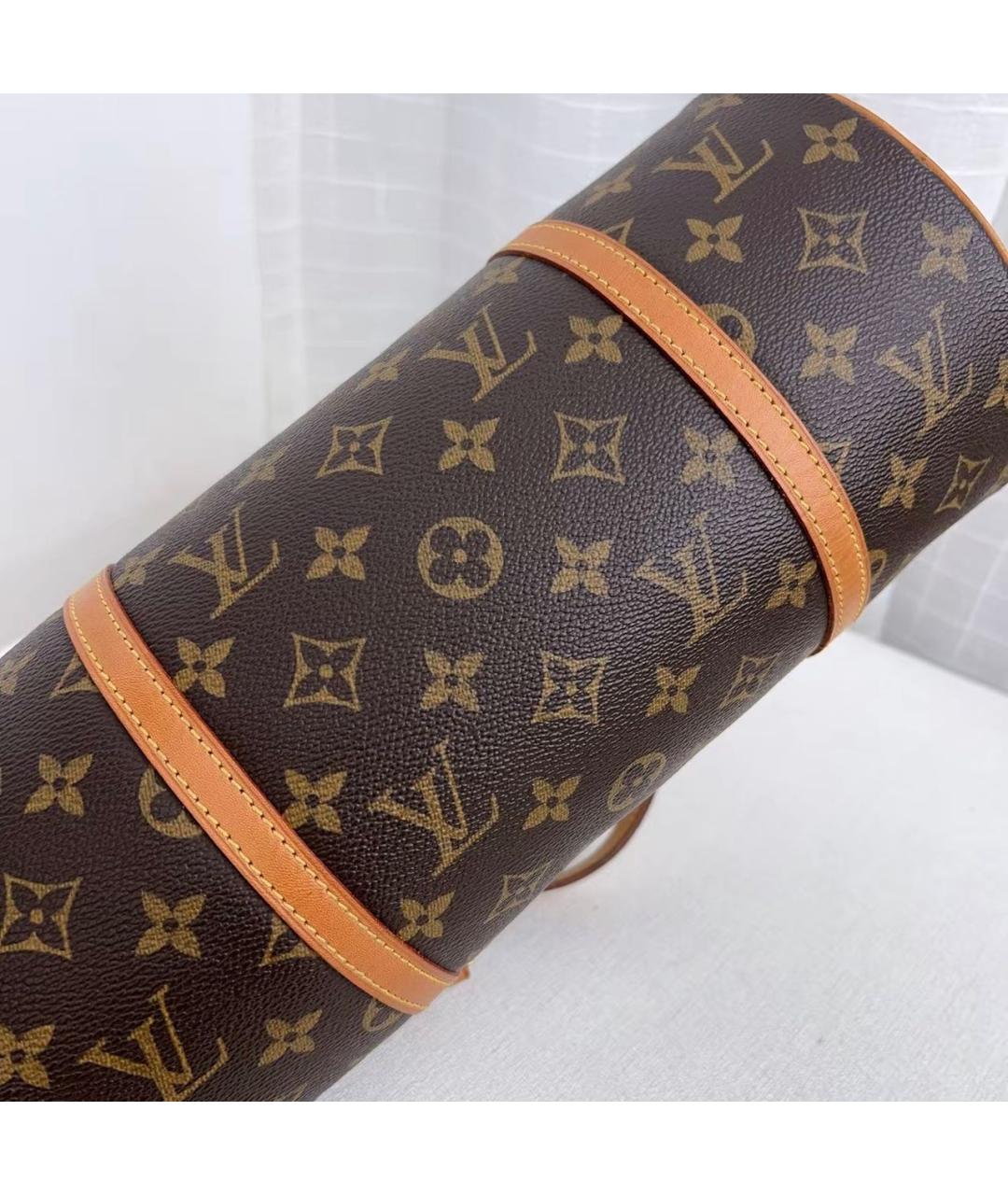 LOUIS VUITTON Коричневая кожаная сумка с короткими ручками, фото 3