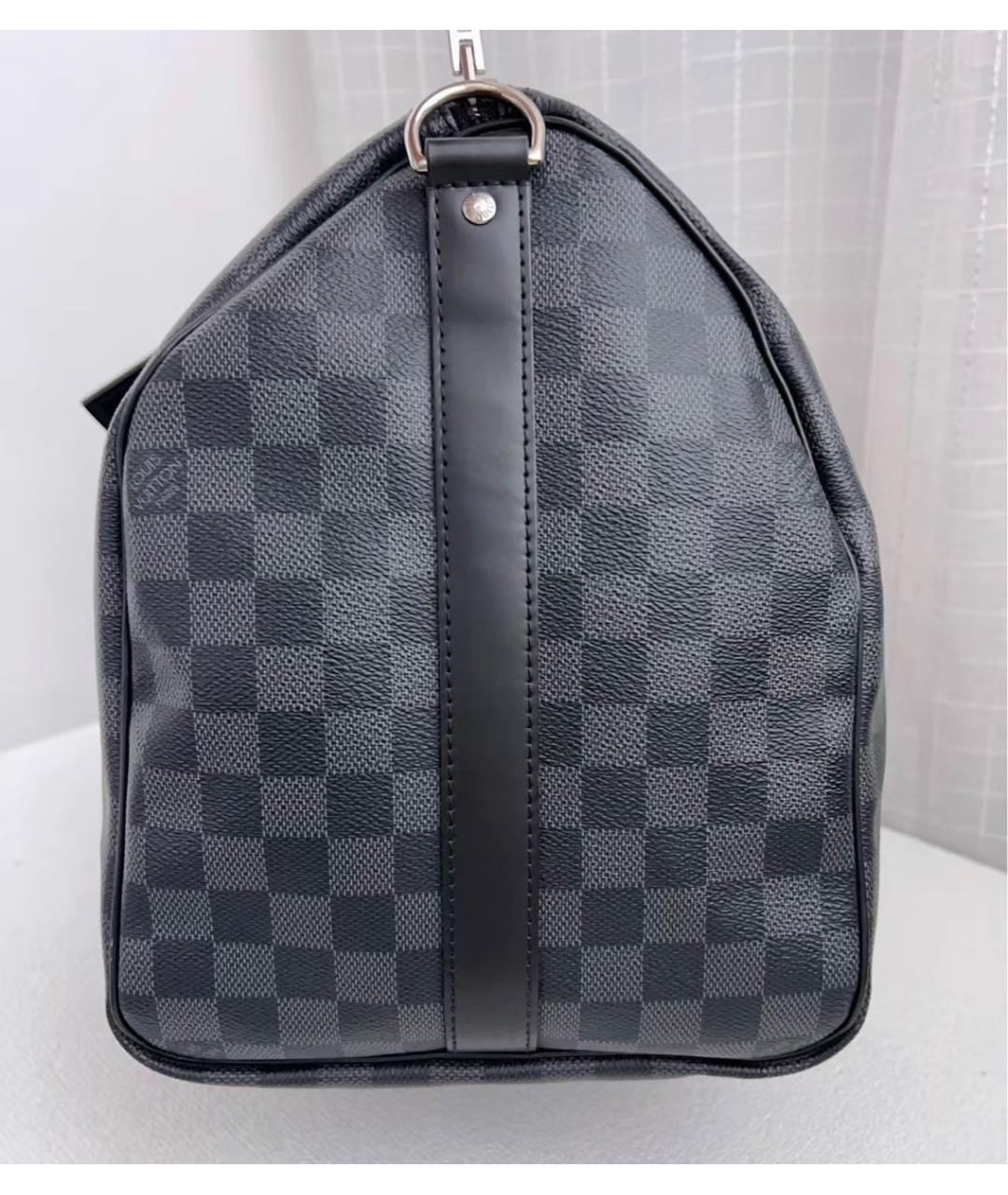 LOUIS VUITTON Черная канва дорожная/спортивная сумка, фото 4
