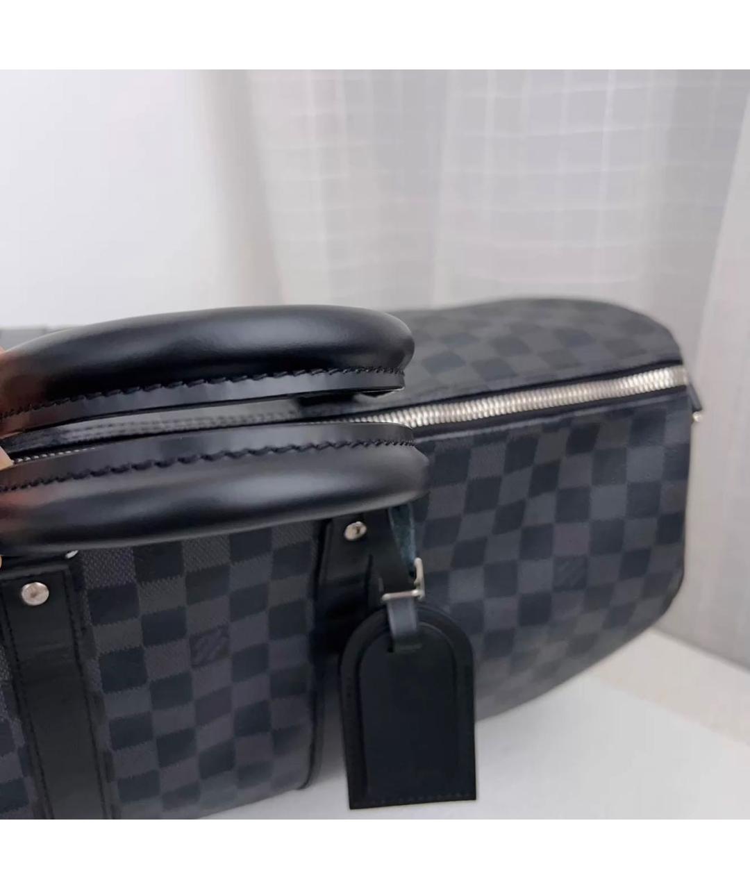 LOUIS VUITTON Черная канва дорожная/спортивная сумка, фото 6
