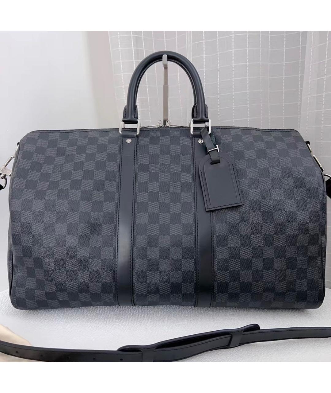 LOUIS VUITTON Черная канва дорожная/спортивная сумка, фото 9