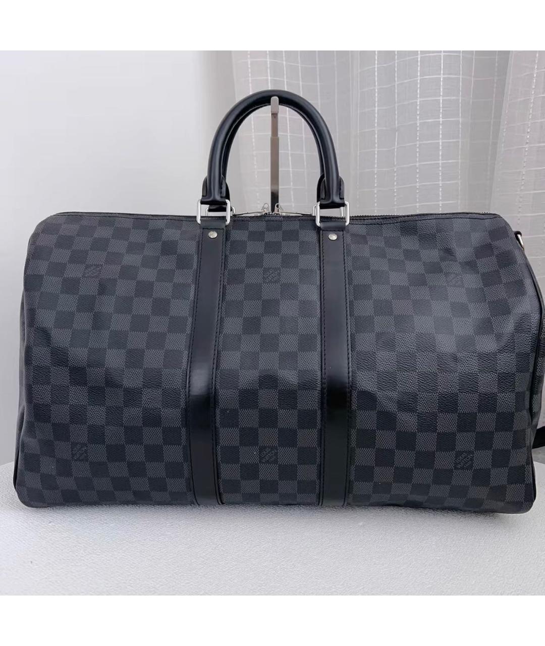 LOUIS VUITTON Черная канва дорожная/спортивная сумка, фото 2