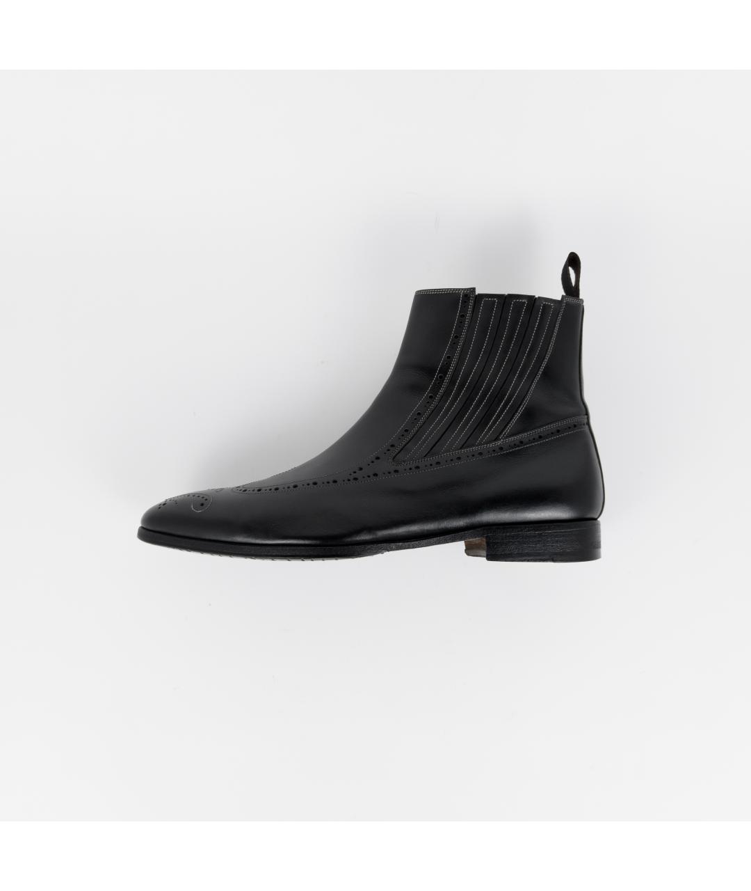SANTONI Черные кожаные высокие ботинки, фото 2