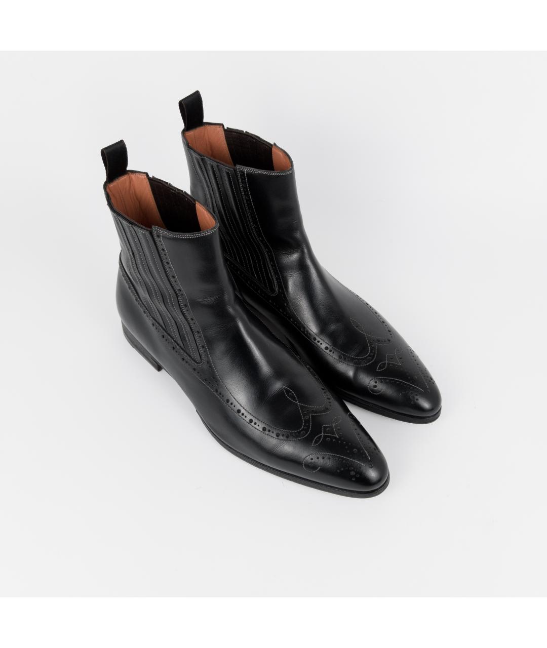 SANTONI Черные кожаные высокие ботинки, фото 7