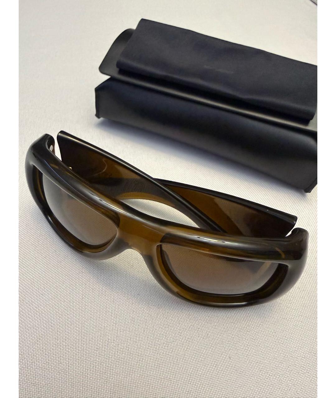 SAINT LAURENT Коричневые пластиковые солнцезащитные очки, фото 3