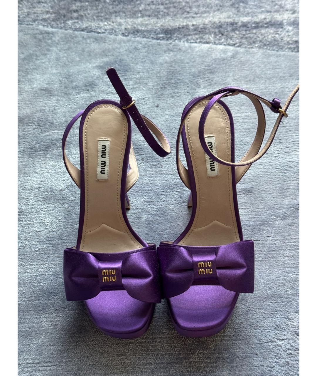 MIU MIU Фиолетовые текстильные босоножки, фото 2