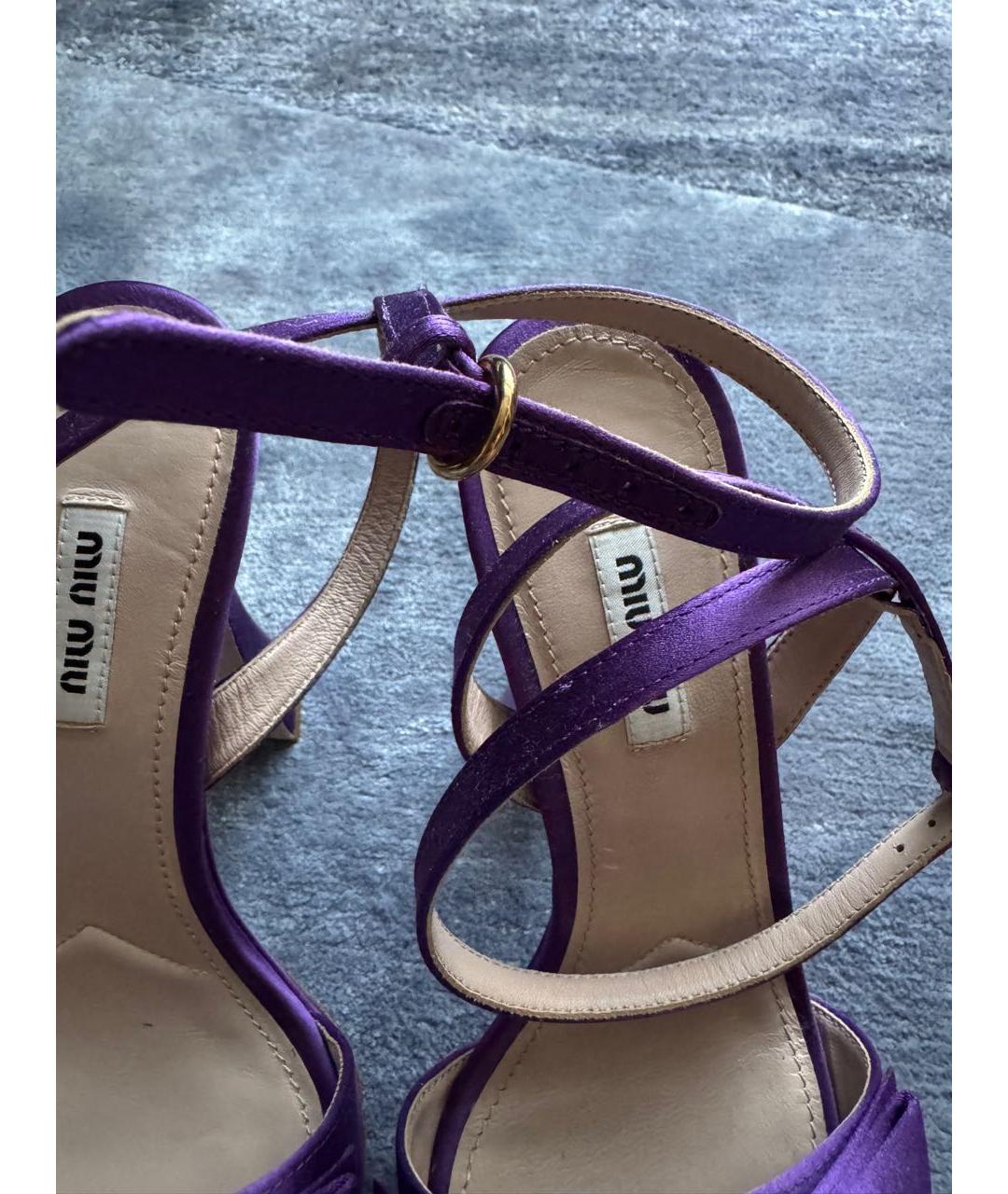 MIU MIU Фиолетовые текстильные босоножки, фото 8