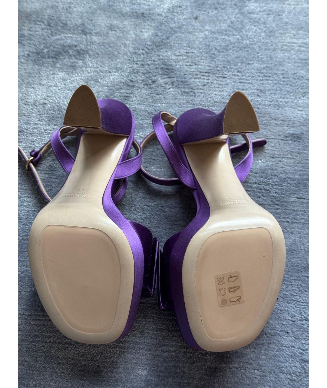 MIU MIU Фиолетовые текстильные босоножки, фото 5