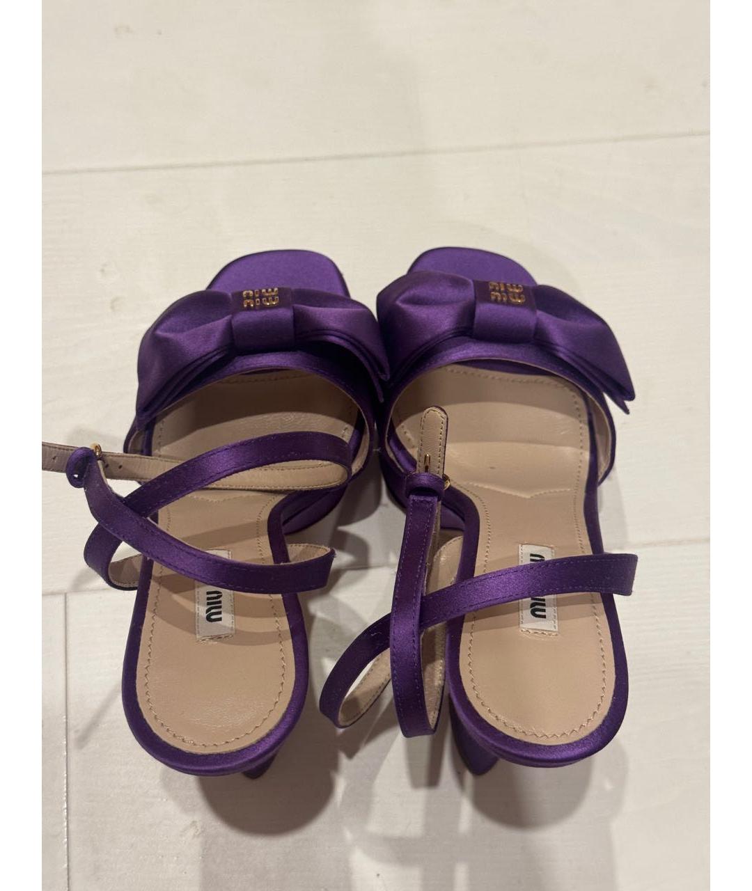 MIU MIU Фиолетовые текстильные босоножки, фото 3